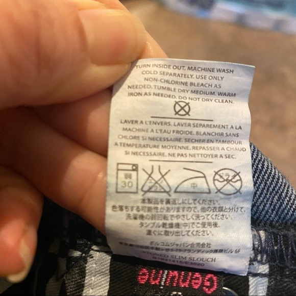 VOLCOM Blue Stoned Slim Slouch Ripped Jeans Size 0 - Picture 7 of 11